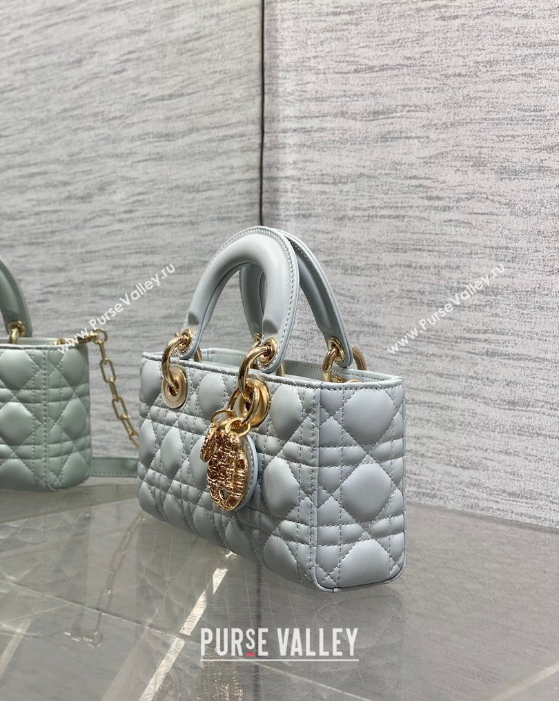 Dior Small Lady D-Joy Bag in Cannage Lambskin Leather with Openwork Charm Blue 2026 DR012603 (XXG-260126017)