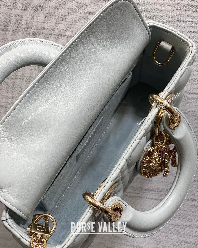 Dior Small Lady D-Joy Bag in Cannage Lambskin Leather with Openwork Charm Blue 2026 DR012603 (XXG-260126017)