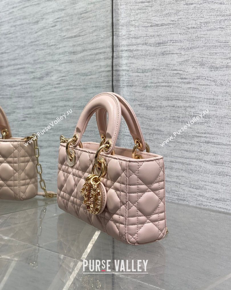 Dior Small Lady D-Joy Bag in Cannage Lambskin Leather with Openwork Charm Pink 2026 DR012603 (XXG-260126018)