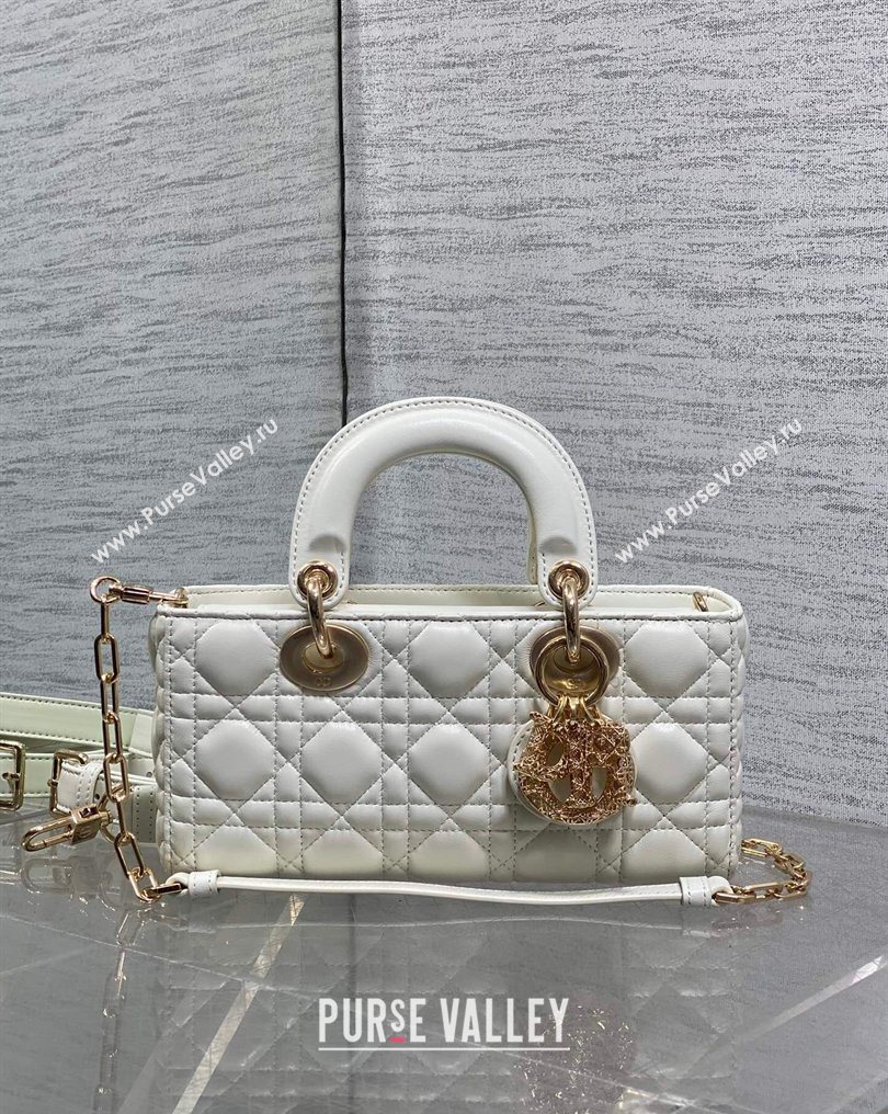 Dior Small Lady D-Joy Bag in Cannage Lambskin Leather with Openwork Charm White 2026 DR012603 (XXG-260126019)