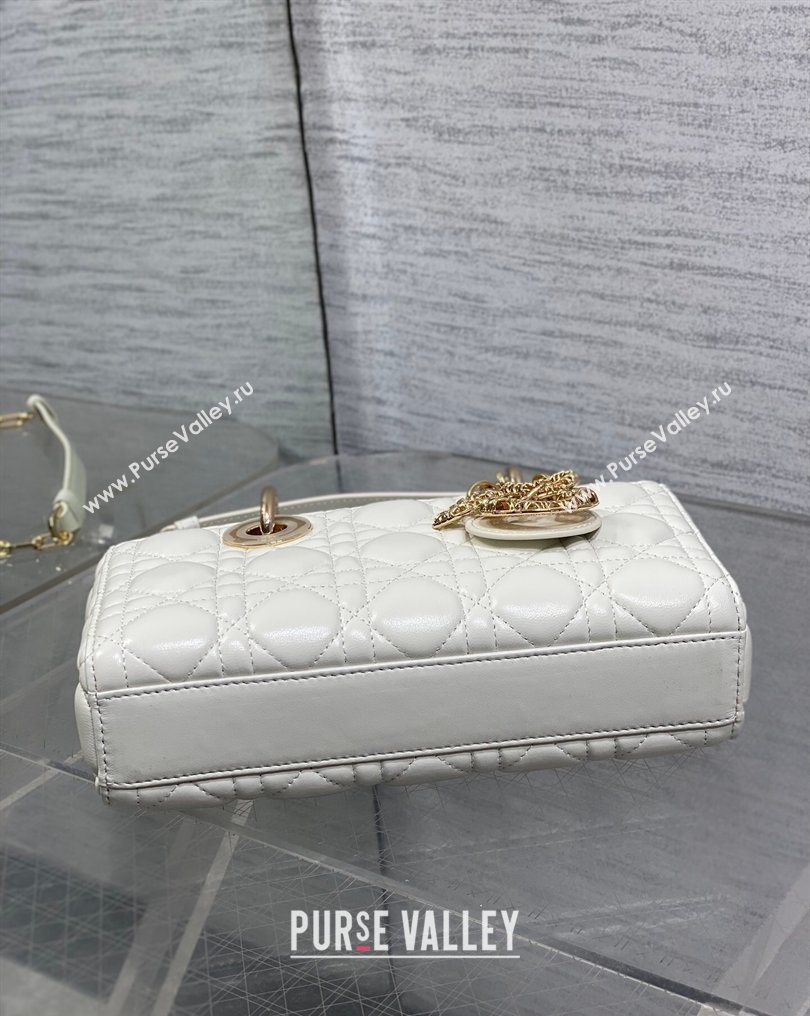 Dior Small Lady D-Joy Bag in Cannage Lambskin Leather with Openwork Charm White 2026 DR012603 (XXG-260126019)
