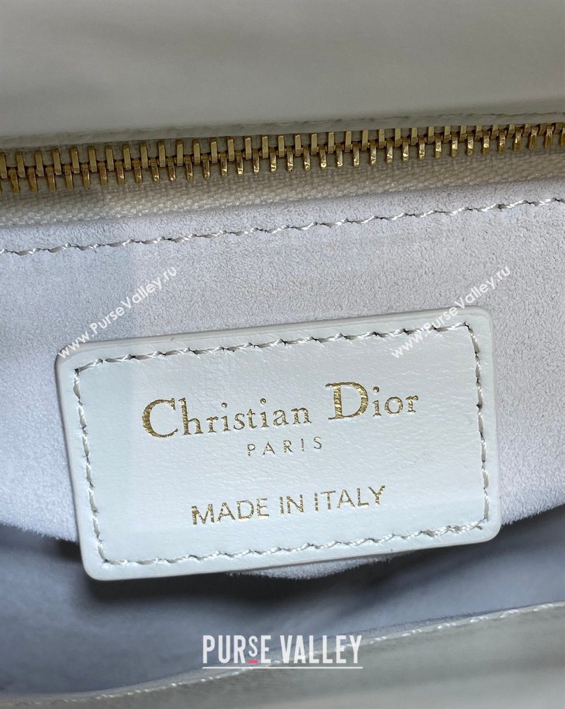 Dior Mini Lady Dior Bag in Cannage Lambskin Leather with Openwork Charm White 2026 DR012603 (XXG-260126014)