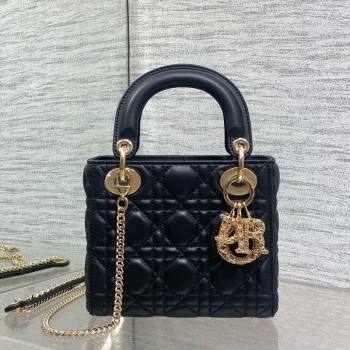 Dior Mini Lady Dior Bag in Cannage Lambskin Leather with Openwork Charm Black 2026 DR012603 (XXG-260126015)