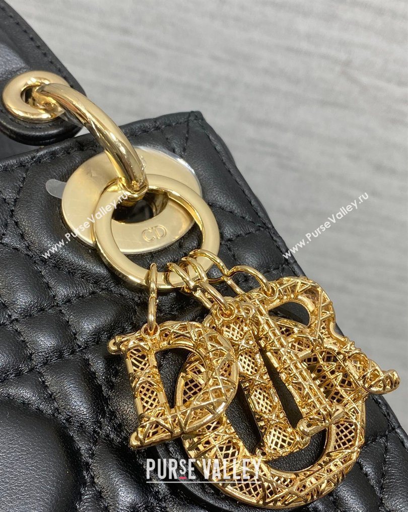 Dior Mini Lady Dior Bag in Cannage Lambskin Leather with Openwork Charm Black 2026 DR012603 (XXG-260126015)