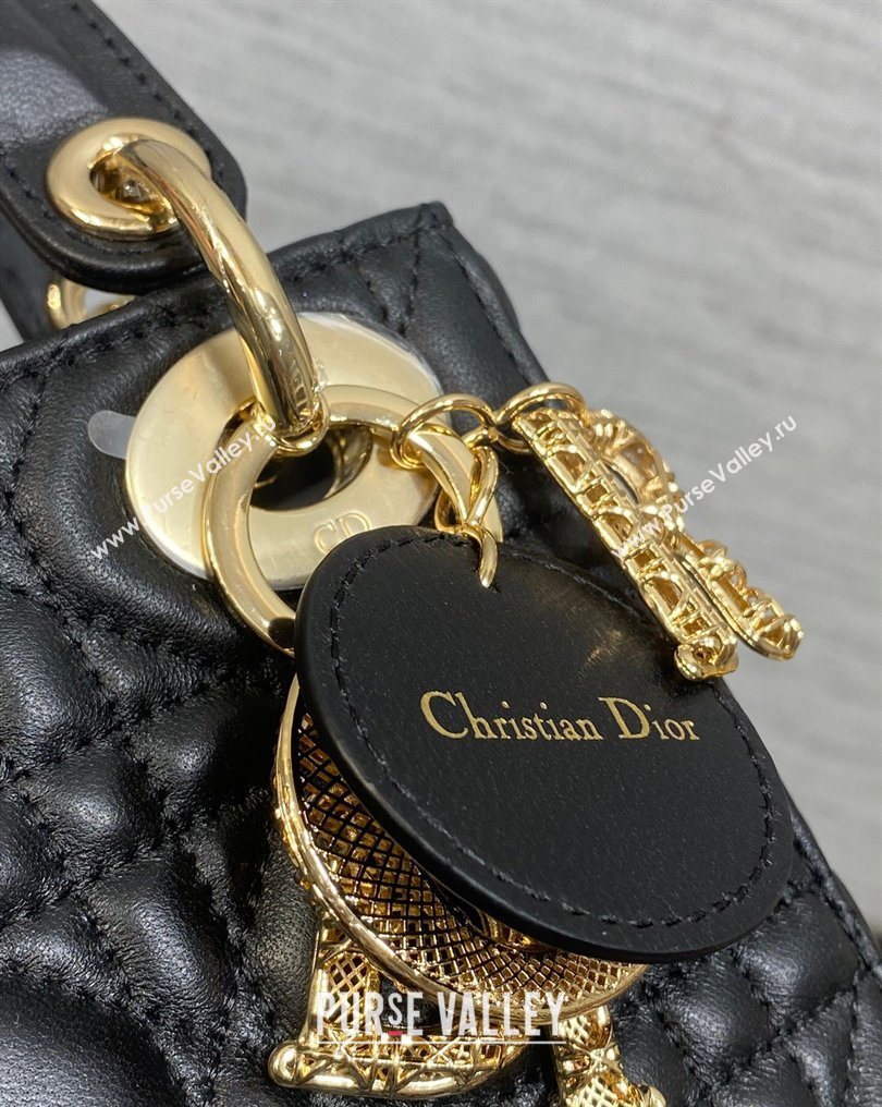 Dior Mini Lady Dior Bag in Cannage Lambskin Leather with Openwork Charm Black 2026 DR012603 (XXG-260126015)
