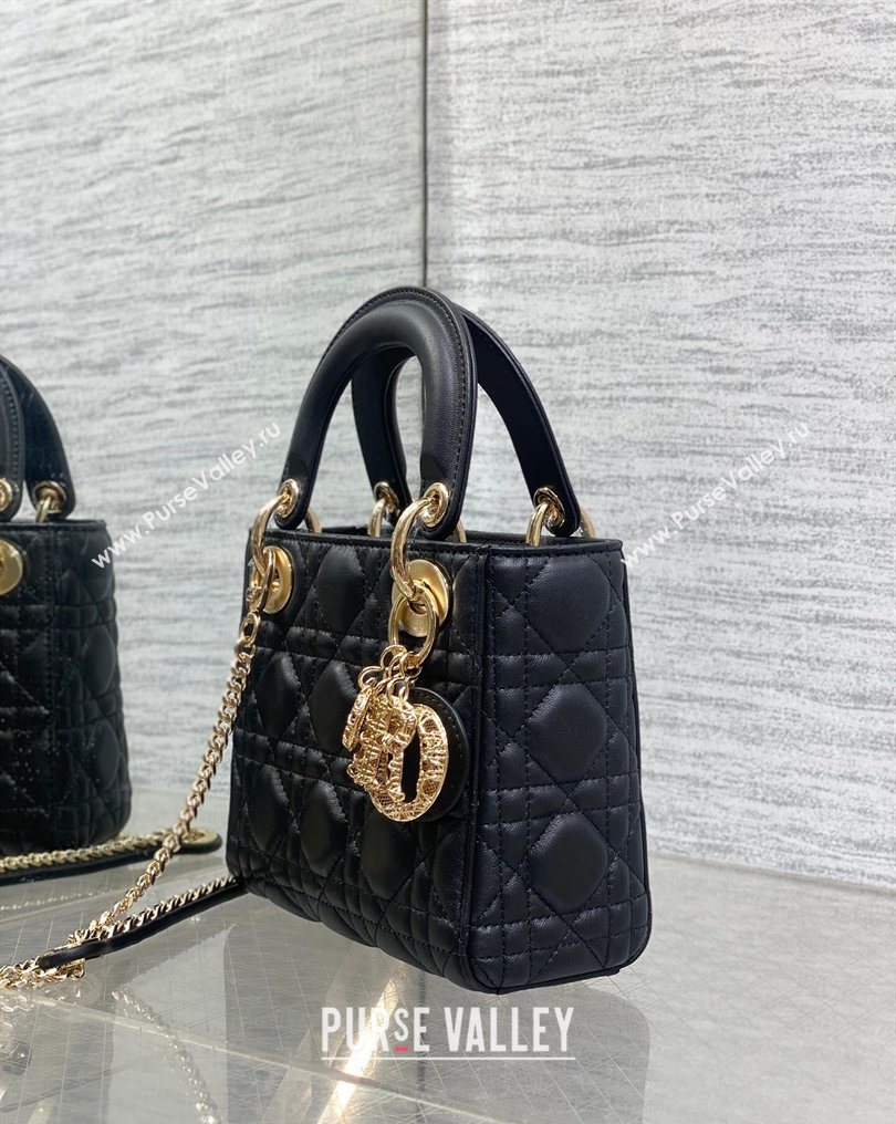 Dior Mini Lady Dior Bag in Cannage Lambskin Leather with Openwork Charm Black 2026 DR012603 (XXG-260126015)