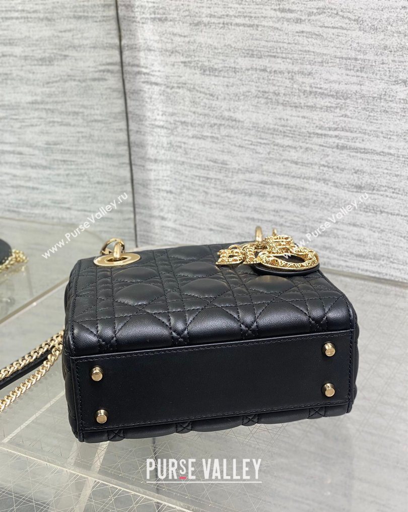 Dior Mini Lady Dior Bag in Cannage Lambskin Leather with Openwork Charm Black 2026 DR012603 (XXG-260126015)