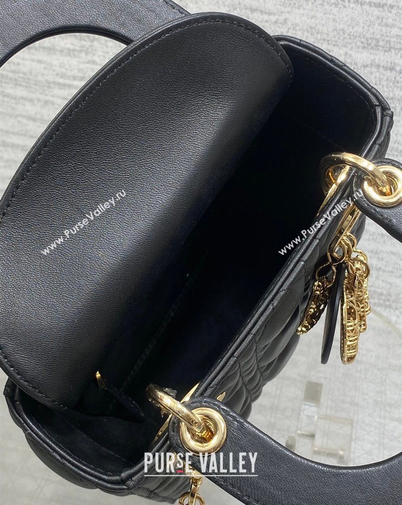 Dior Mini Lady Dior Bag in Cannage Lambskin Leather with Openwork Charm Black 2026 DR012603 (XXG-260126015)