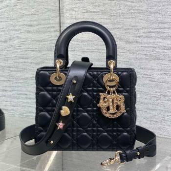 Dior Small Lady Dior My ABCDior Bag in Cannage Lambskin Leather with Openwork Charm Black 2026 DR012603 (XXG-260126012)