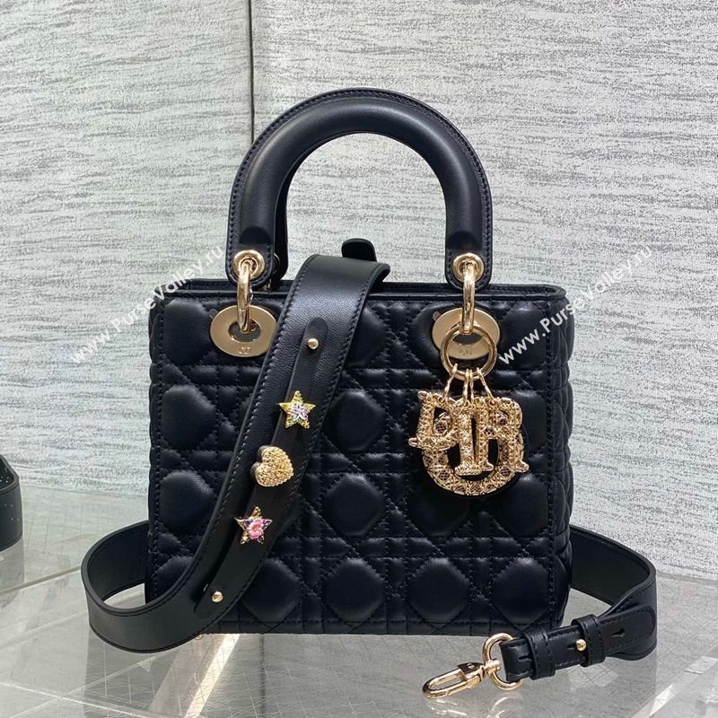 Dior Small Lady Dior My ABCDior Bag in Cannage Lambskin Leather with Openwork Charm Black 2026 DR012603 (XXG-260126012)