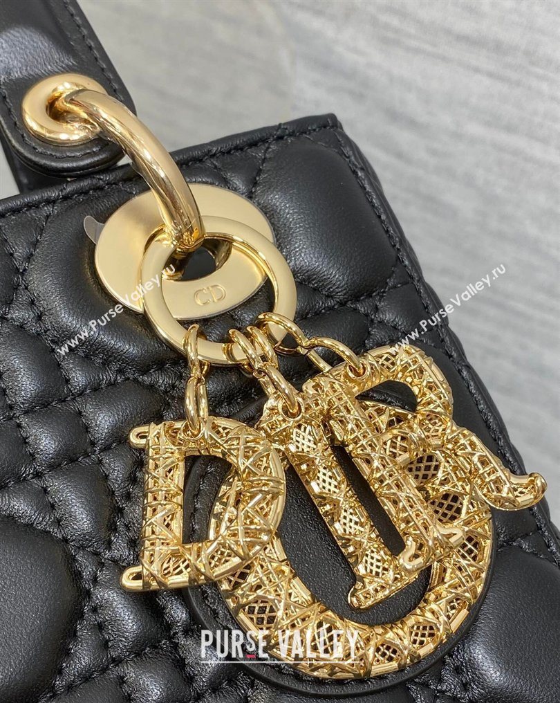 Dior Small Lady Dior My ABCDior Bag in Cannage Lambskin Leather with Openwork Charm Black 2026 DR012603 (XXG-260126012)