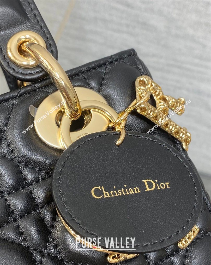 Dior Small Lady Dior My ABCDior Bag in Cannage Lambskin Leather with Openwork Charm Black 2026 DR012603 (XXG-260126012)