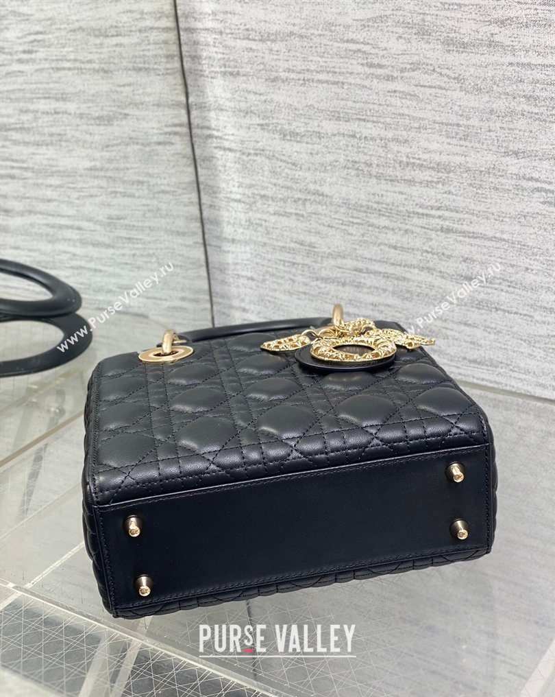 Dior Small Lady Dior My ABCDior Bag in Cannage Lambskin Leather with Openwork Charm Black 2026 DR012603 (XXG-260126012)