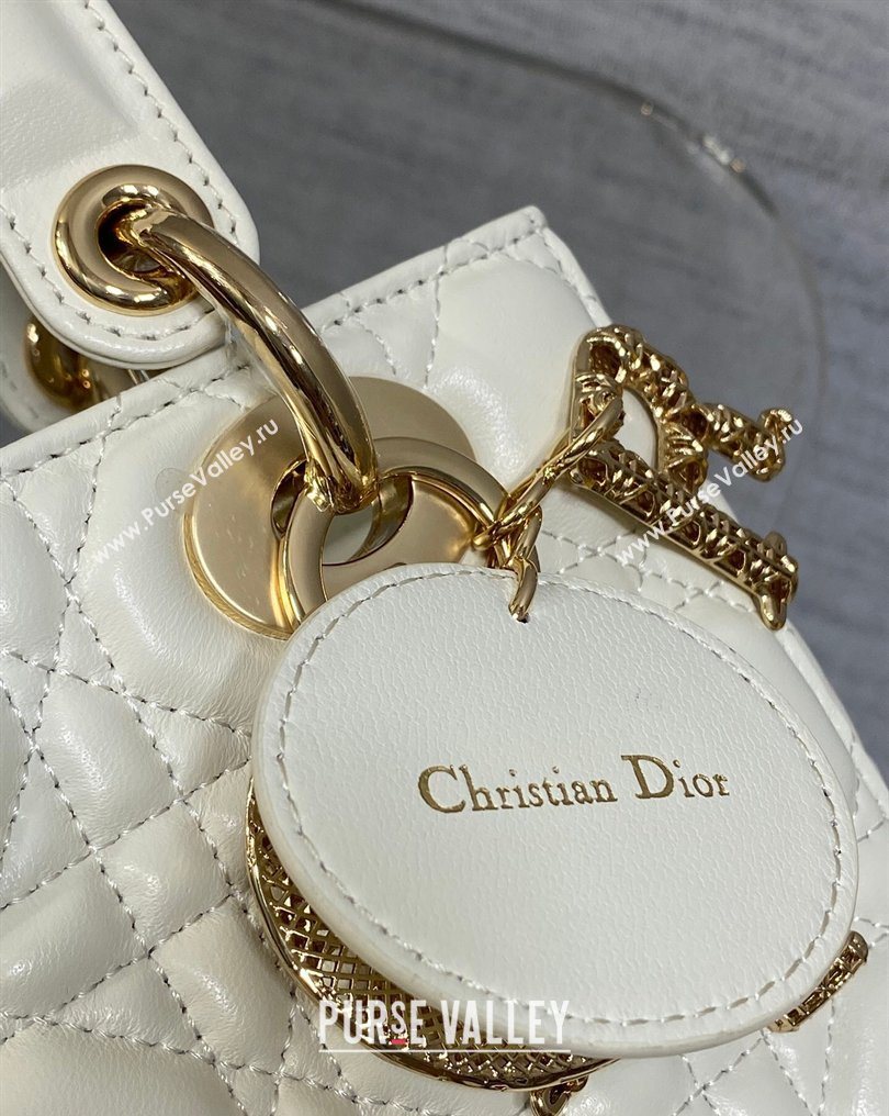 Dior Small Lady Dior My ABCDior Bag in Cannage Lambskin Leather with Openwork Charm White 2026 DR012603 (XXG-260126013)