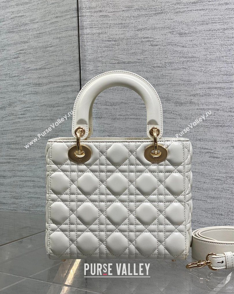 Dior Small Lady Dior My ABCDior Bag in Cannage Lambskin Leather with Openwork Charm White 2026 DR012603 (XXG-260126013)