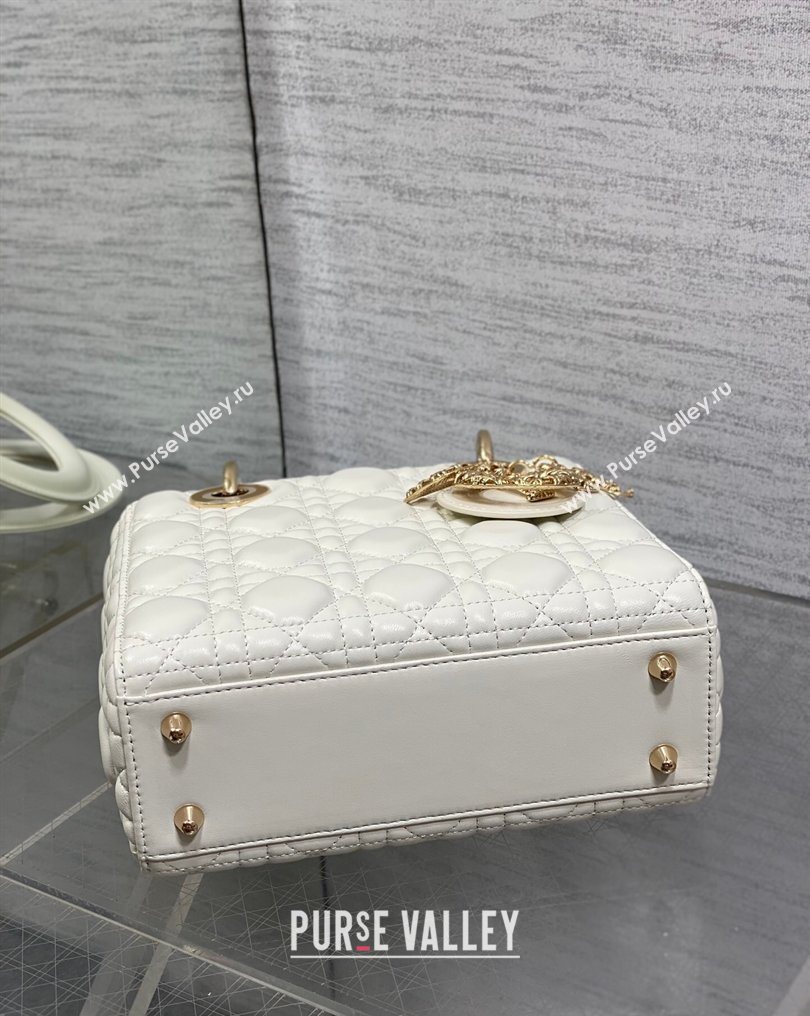 Dior Small Lady Dior My ABCDior Bag in Cannage Lambskin Leather with Openwork Charm White 2026 DR012603 (XXG-260126013)