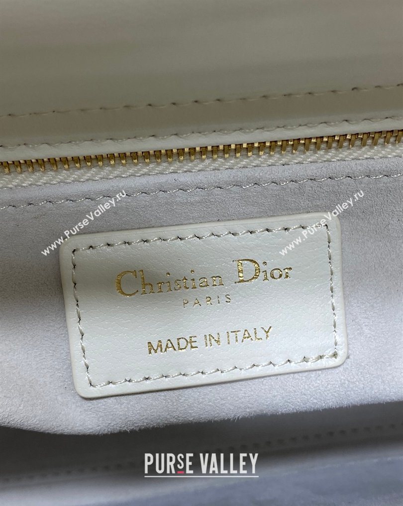 Dior Small Lady Dior My ABCDior Bag in Cannage Lambskin Leather with Openwork Charm White 2026 DR012603 (XXG-260126013)