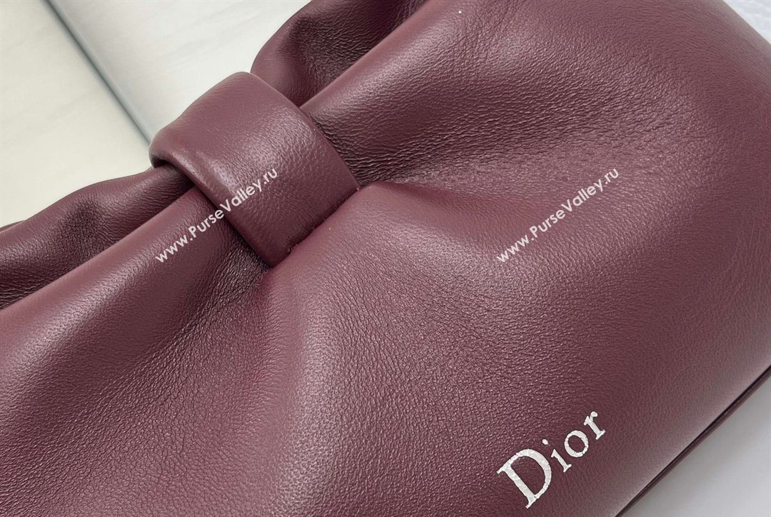 Dior Bow Small Bag in Lambskin Leather Burgundy 2026 0715PUQO (XXG-260124031)