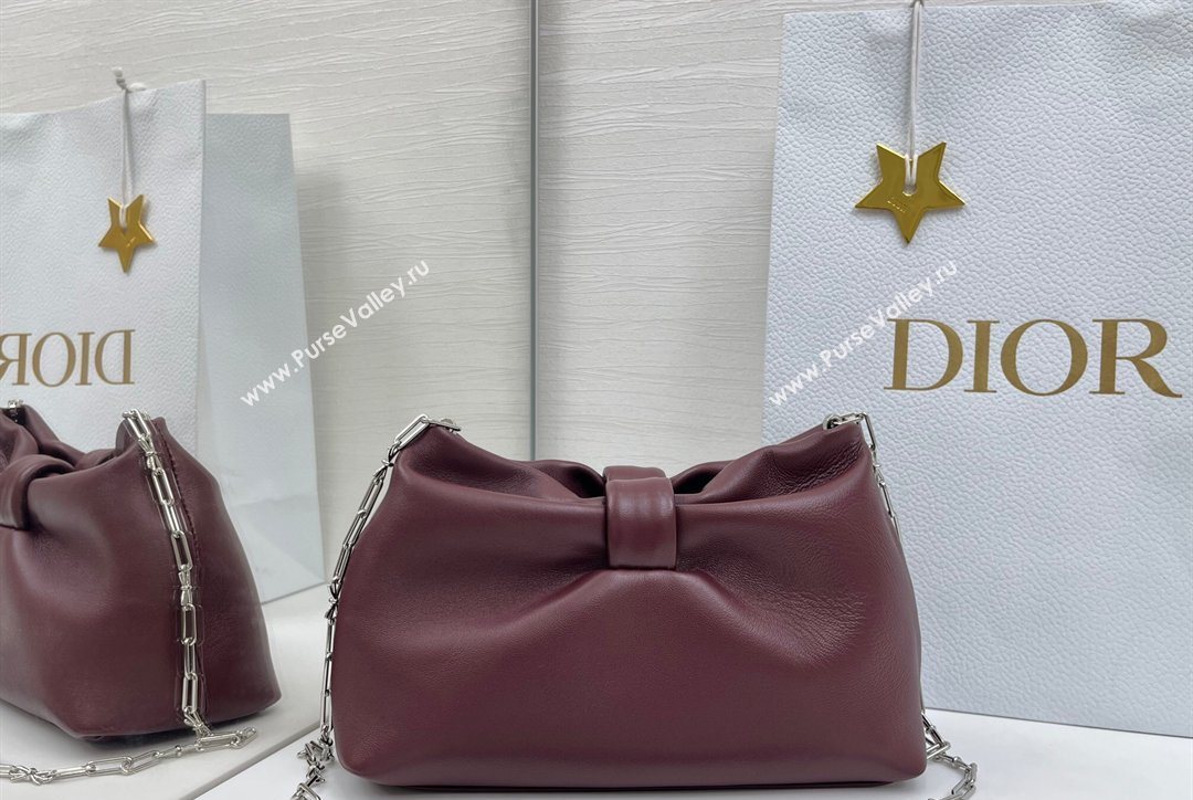 Dior Bow Small Bag in Lambskin Leather Burgundy 2026 0715PUQO (XXG-260124031)