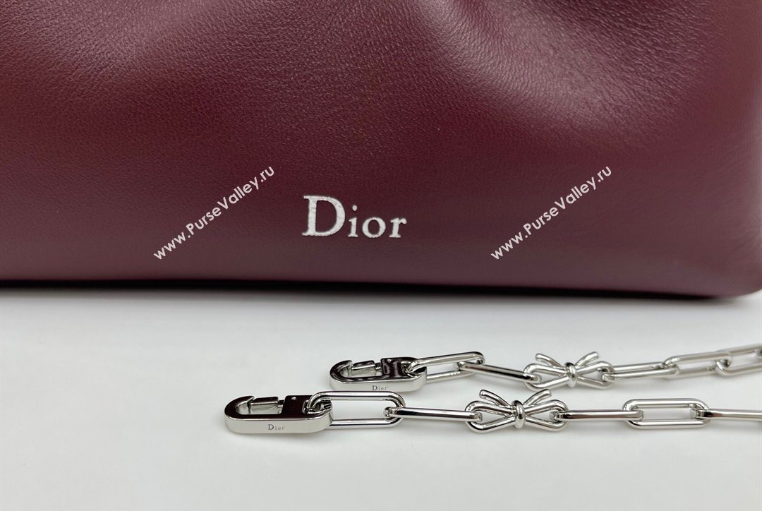 Dior Bow Small Bag in Lambskin Leather Burgundy 2026 0715PUQO (XXG-260124031)