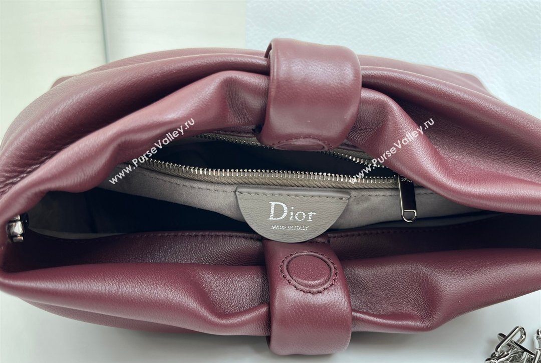 Dior Bow Small Bag in Lambskin Leather Burgundy 2026 0715PUQO (XXG-260124031)