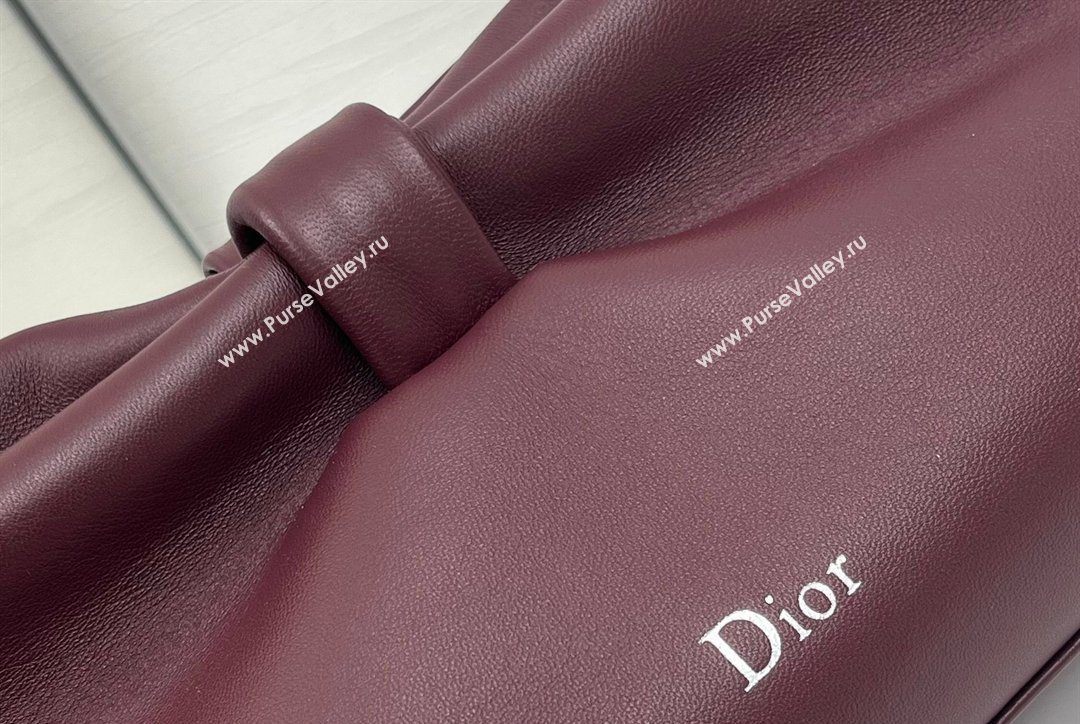 Dior Bow Medium Bag in Lambskin Leather Burgundy 2026 0715PUQO (XXG-260124032)