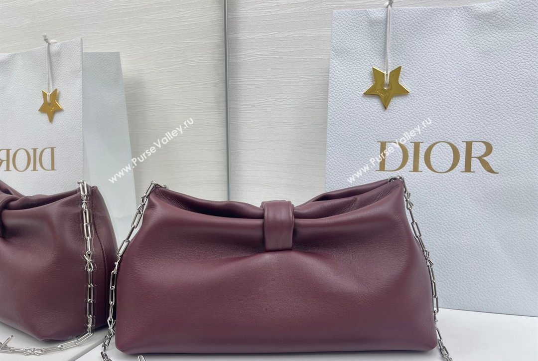 Dior Bow Medium Bag in Lambskin Leather Burgundy 2026 0715PUQO (XXG-260124032)