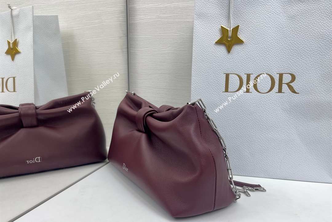 Dior Bow Medium Bag in Lambskin Leather Burgundy 2026 0715PUQO (XXG-260124032)