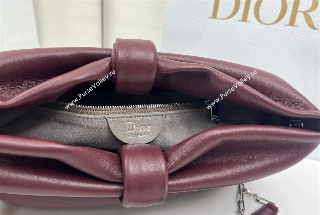 Dior Bow Medium Bag in Lambskin Leather Burgundy 2026 0715PUQO (XXG-260124032)