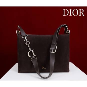 Dior Suede Medium Shoulder Bag Dark Brown/Gold 2026 M14142 (XXG-260124015)