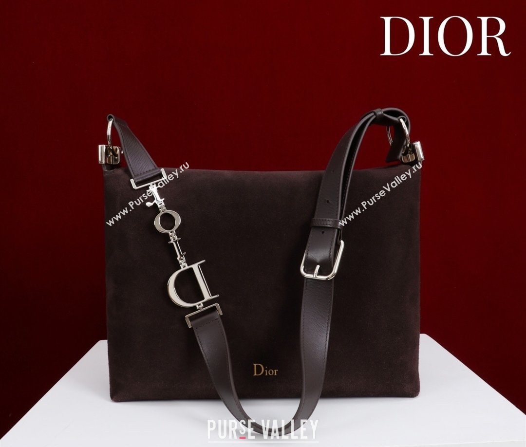 Dior Suede Medium Shoulder Bag Dark Brown/Gold 2026 M14142 (XXG-260124015)