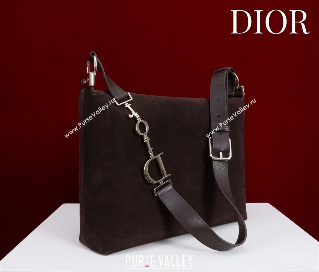 Dior Suede Medium Shoulder Bag Dark Brown/Gold 2026 M14142 (XXG-260124015)