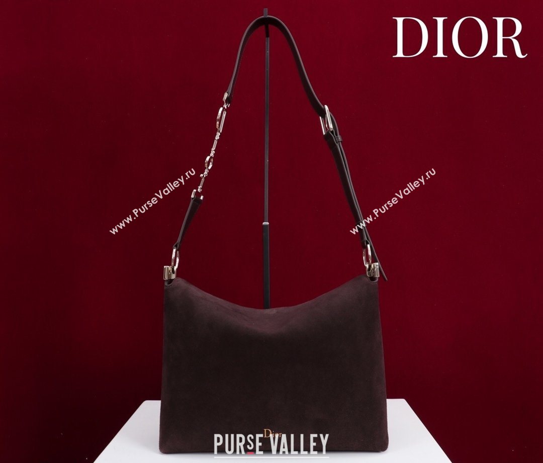 Dior Suede Medium Shoulder Bag Dark Brown/Gold 2026 M14142 (XXG-260124015)
