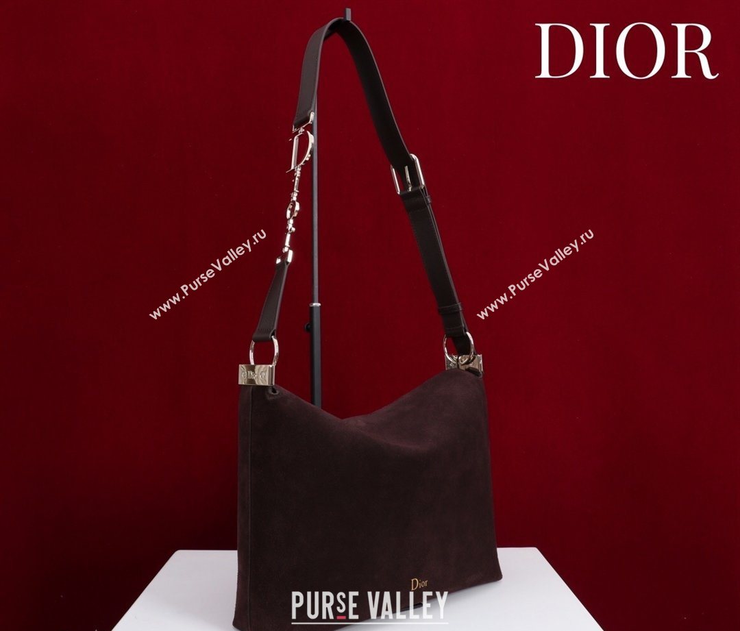 Dior Suede Medium Shoulder Bag Dark Brown/Gold 2026 M14142 (XXG-260124015)