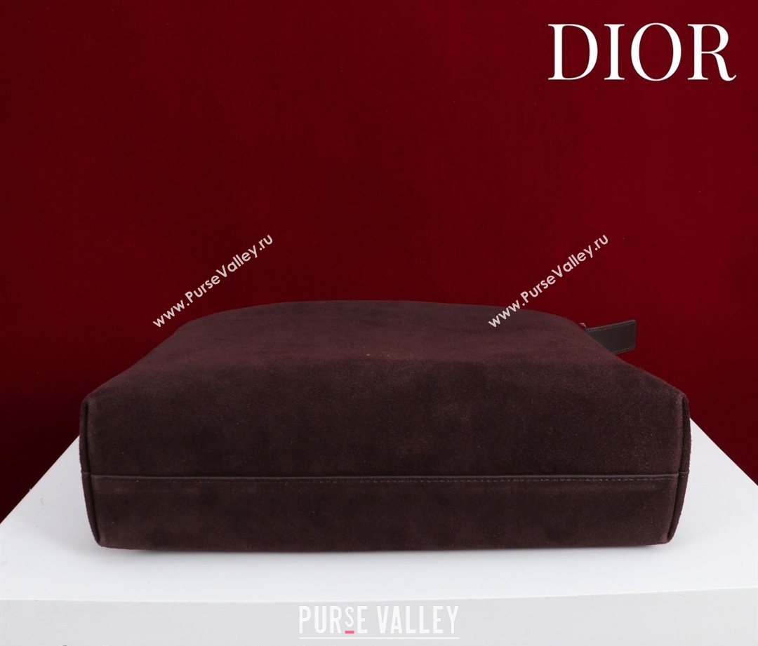 Dior Suede Medium Shoulder Bag Dark Brown/Gold 2026 M14142 (XXG-260124015)