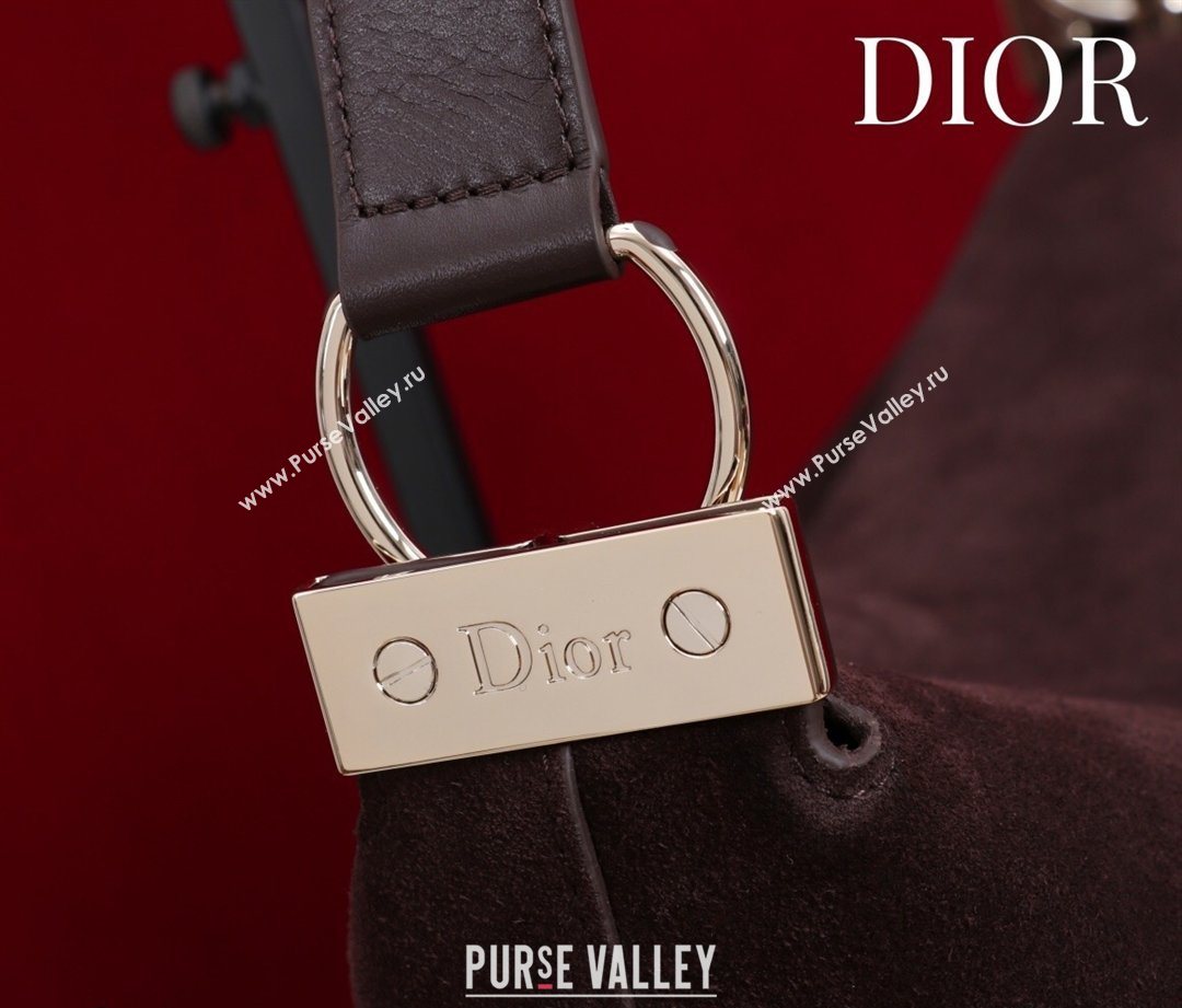 Dior Suede Medium Shoulder Bag Dark Brown/Gold 2026 M14142 (XXG-260124015)