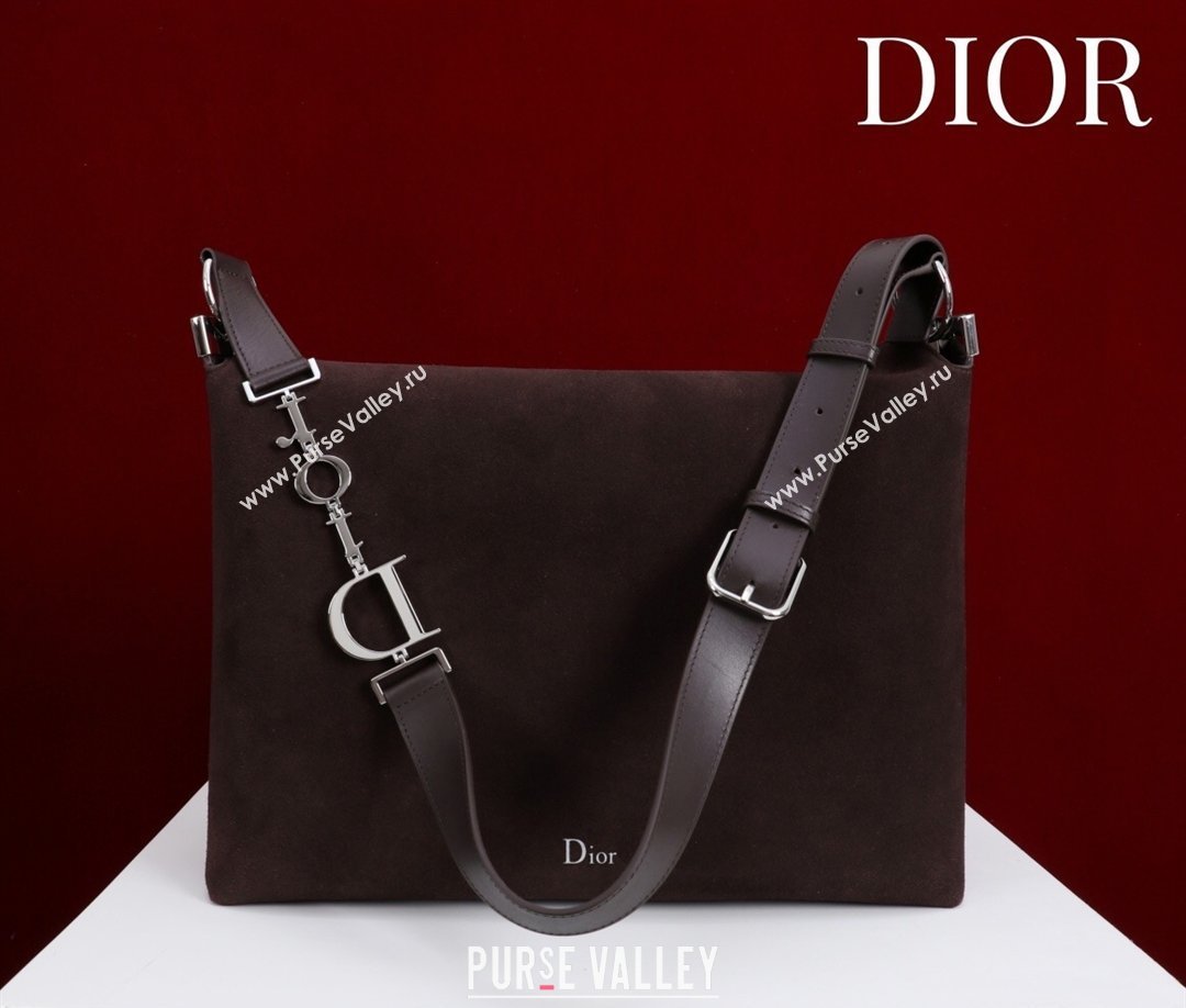 Dior Suede Medium Shoulder Bag Dark Brown/Silver 2026 M14142 (XXG-260124016)
