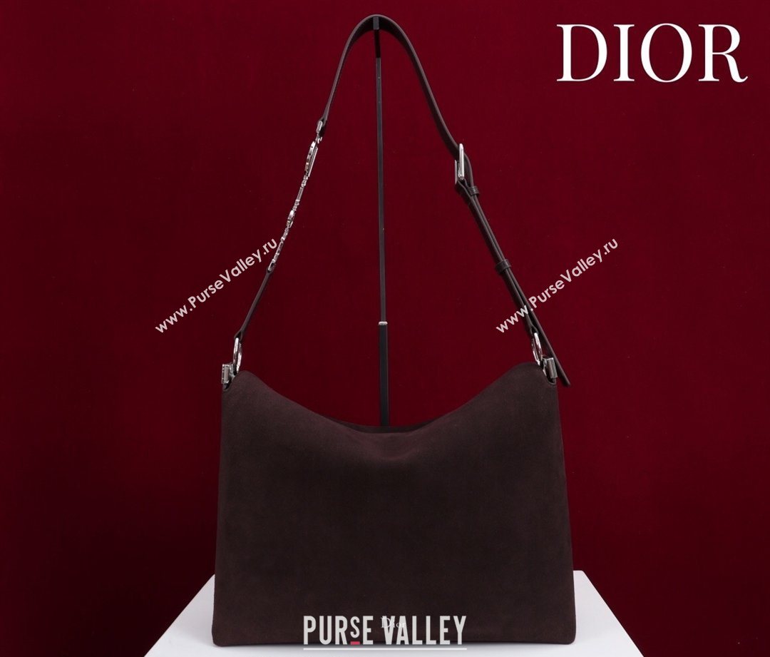 Dior Suede Medium Shoulder Bag Dark Brown/Silver 2026 M14142 (XXG-260124016)