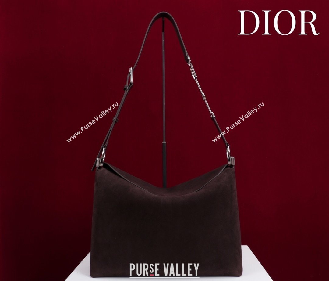 Dior Suede Medium Shoulder Bag Dark Brown/Silver 2026 M14142 (XXG-260124016)