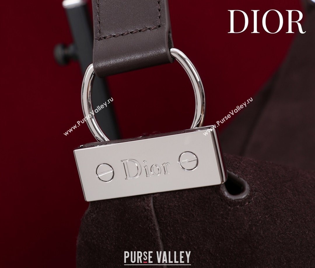 Dior Suede Medium Shoulder Bag Dark Brown/Silver 2026 M14142 (XXG-260124016)