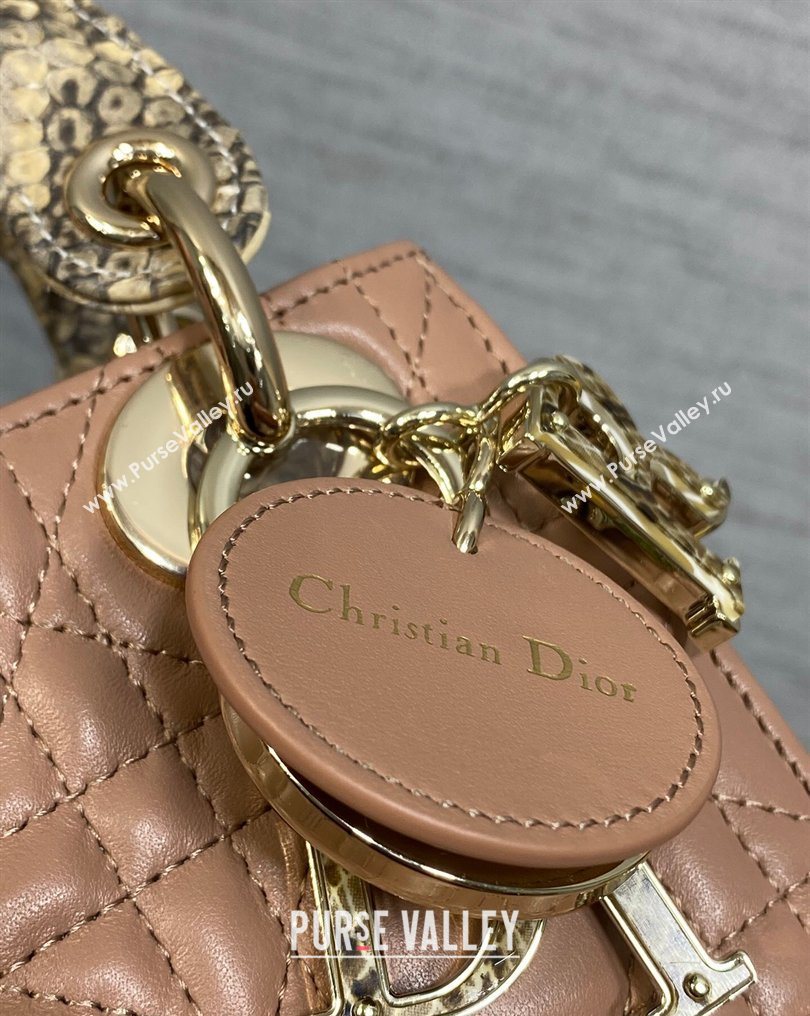Dior Mini Lady Dior Bag in Lambskin and Snakeskin Leather Rose Beige 2026 DR012605 (XXG-260126036)