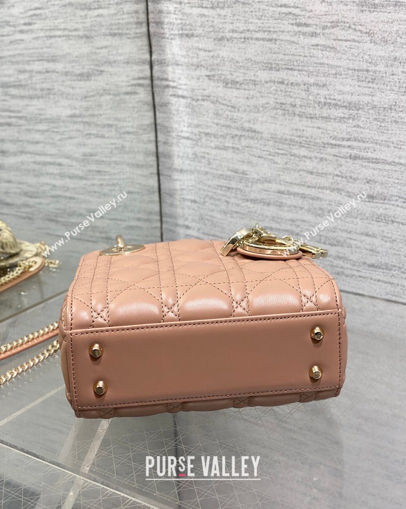 Dior Mini Lady Dior Bag in Lambskin and Snakeskin Leather Rose Beige 2026 DR012605 (XXG-260126036)