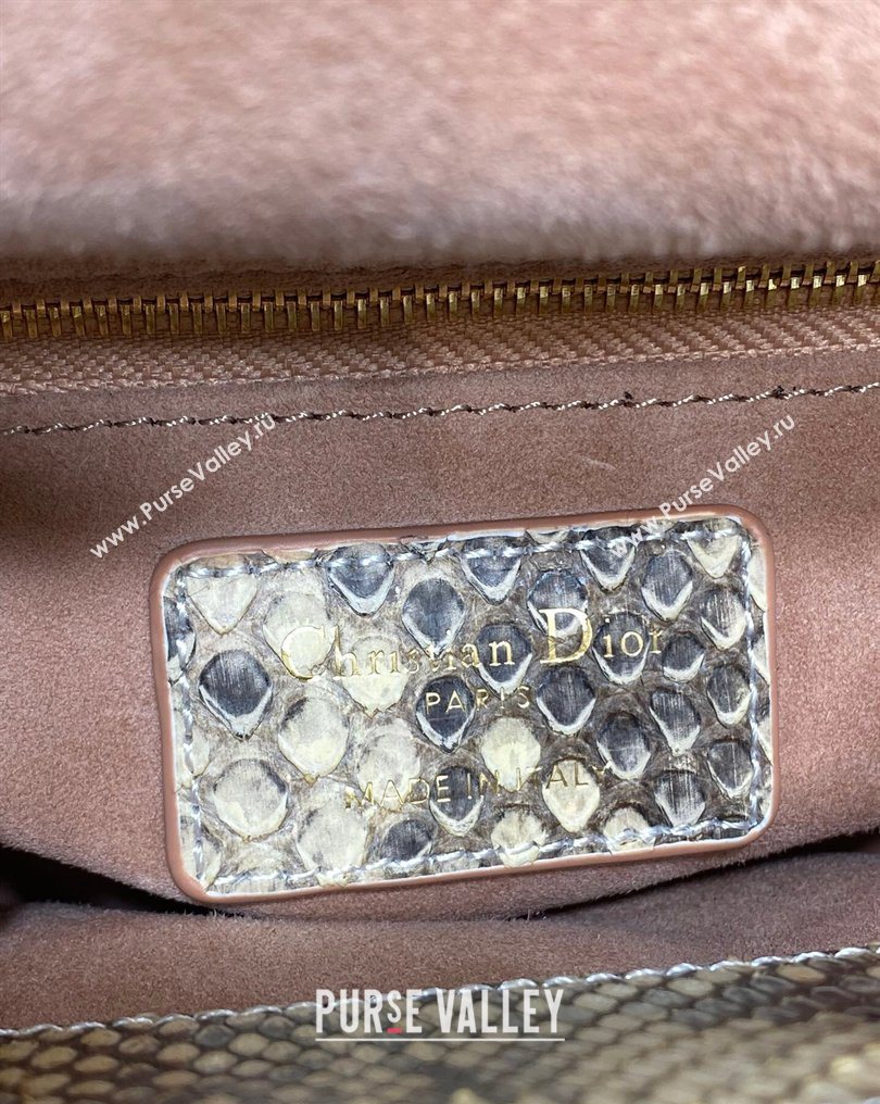 Dior Mini Lady Dior Bag in Lambskin and Snakeskin Leather Rose Beige 2026 DR012605 (XXG-260126036)