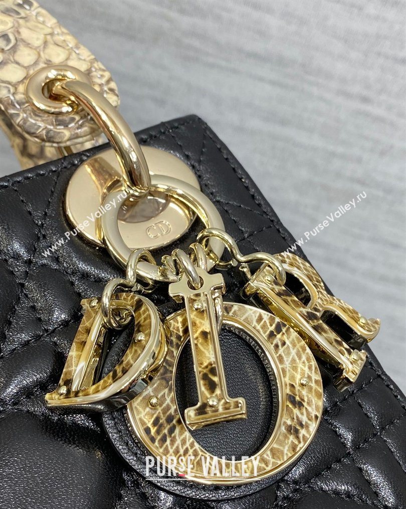 Dior Mini Lady Dior Bag in Lambskin and Snakeskin Leather Black 2026 DR012605 (XXG-260126037)