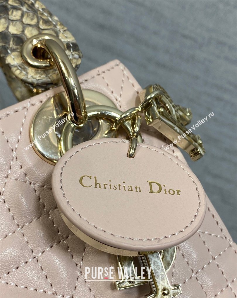Dior Mini Lady Dior Bag in Lambskin and Snakeskin Leather Pink 2026 DR012605 (XXG-260126038)
