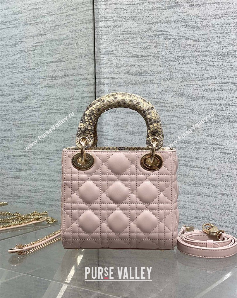 Dior Mini Lady Dior Bag in Lambskin and Snakeskin Leather Pink 2026 DR012605 (XXG-260126038)