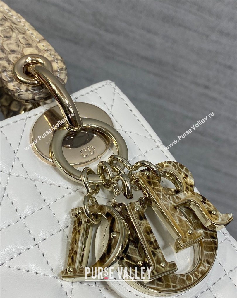 Dior Mini Lady Dior Bag in Lambskin and Snakeskin Leather White 2026 DR012605 (XXG-260126039)