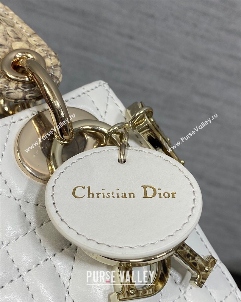 Dior Mini Lady Dior Bag in Lambskin and Snakeskin Leather White 2026 DR012605 (XXG-260126039)