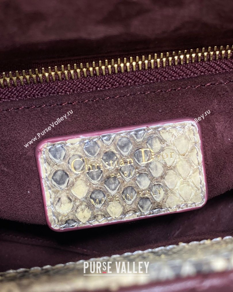 Dior Mini Lady Dior Bag in Lambskin and Snakeskin Leather Burgundy 2026 DR012605 (XXG-260126040)