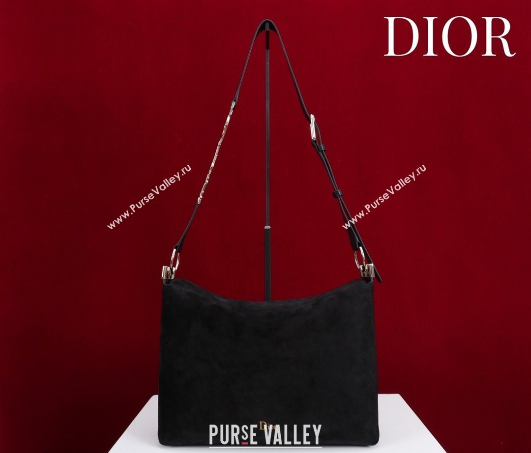Dior Suede Large Shoulder Bag Black/Gold 2026 L114144 (XXG-260124025)
